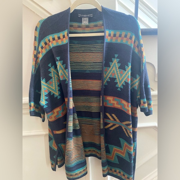 Gorgeous Peruvian Connection open sweater with classic Southwestern pattern 🩵💚💙 - Picture 5 of 11